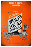 Wolfs Head Motor Oil and Lubes Metal Sign Aged Style Vintage Style Retro Garage Art RG