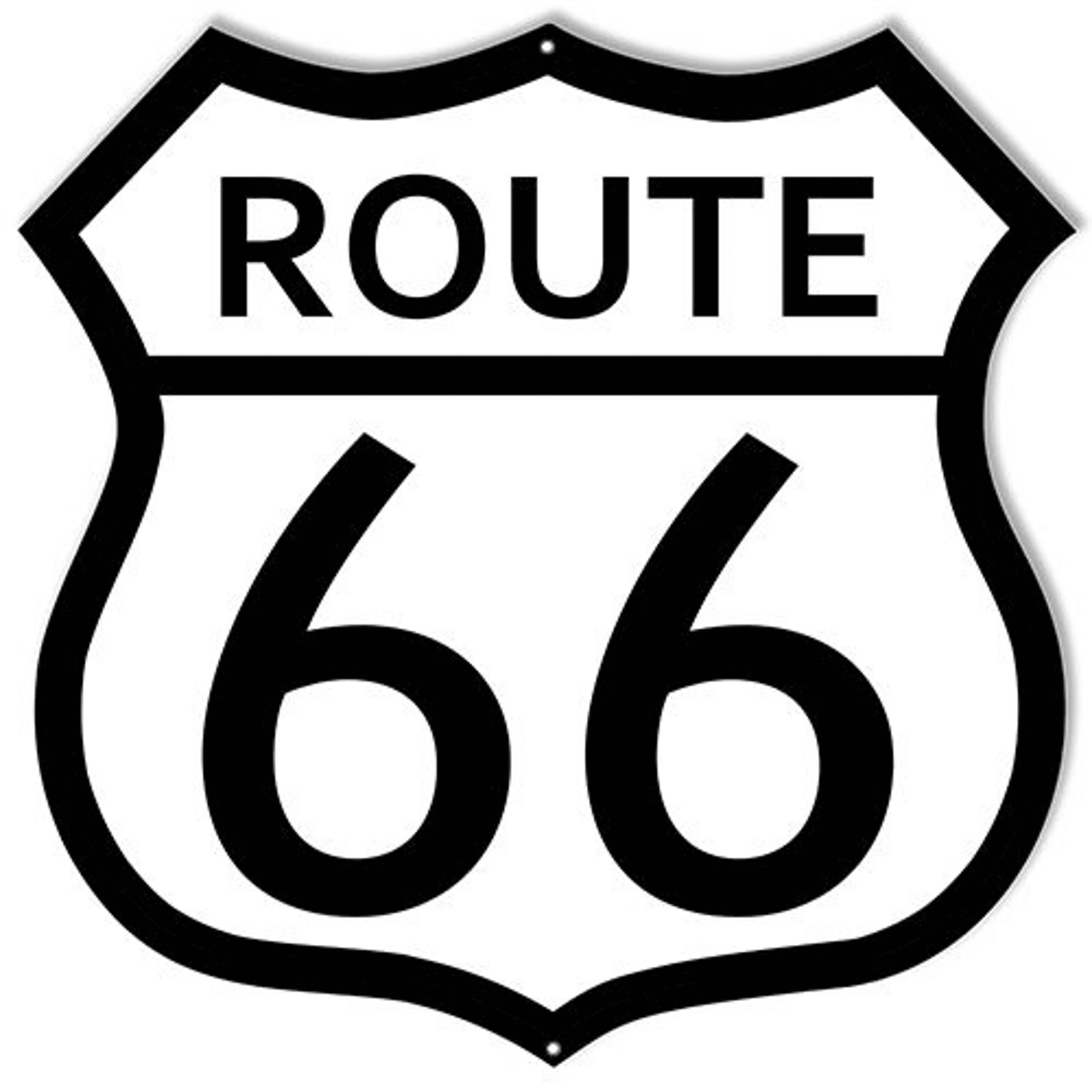 White Route 66 Aged OR New Style 22 gauge Steel Metal Sign 15 x 15 Inches Vintage Style Retro Garage Art RG
