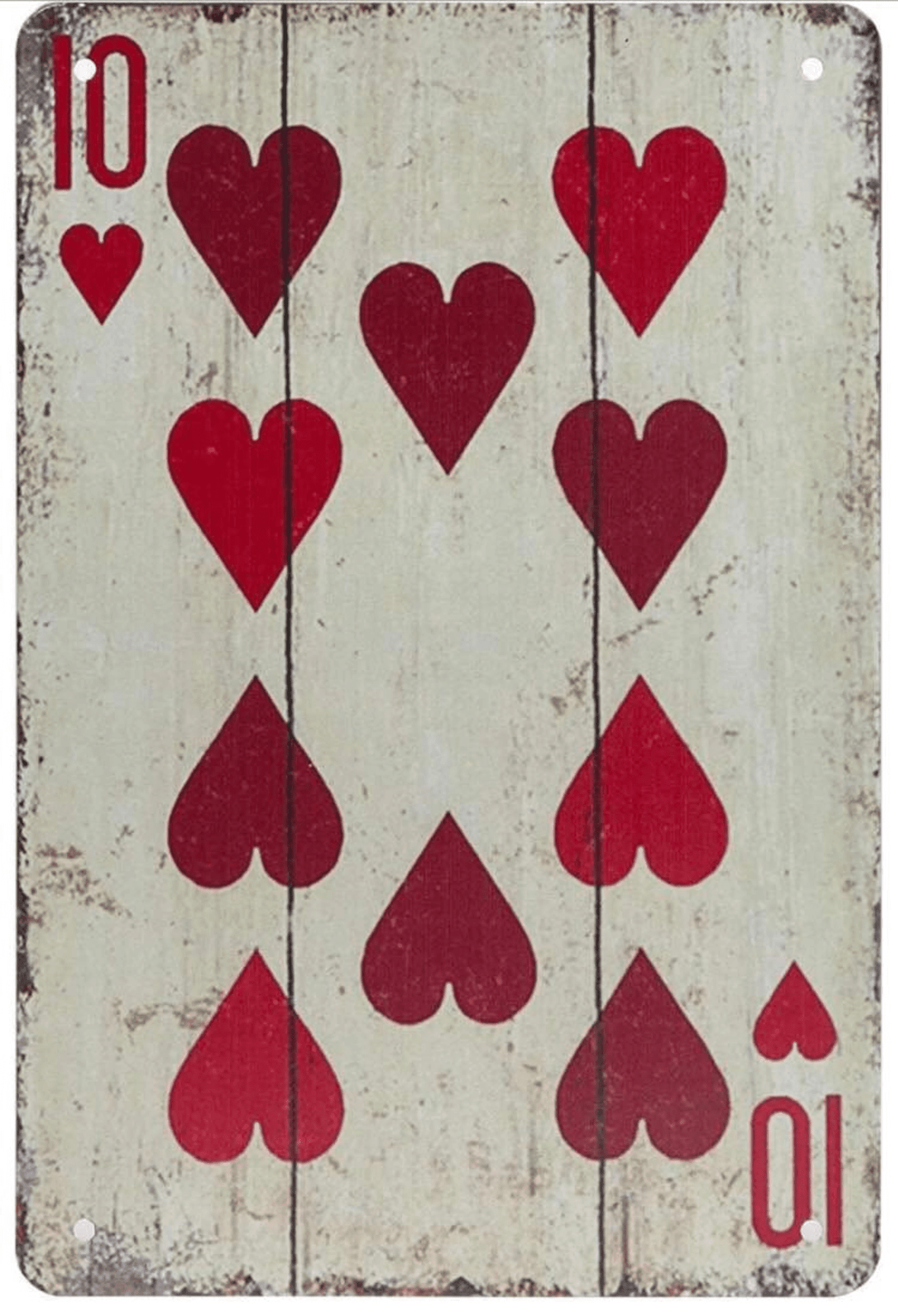 Retro Metal Tin Sign | Poker Cart 10 of Hearts Metal Sign | Retro Poker Tin Wall Poster | Man Cave Plaque | Wall Decor inches