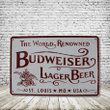 Budweiser Anheuser Busch Beer Vintage Style Antique Collectible Tin Sign Metal Wall Decor Garage Man Cave Game Room Bar Fast Shipping