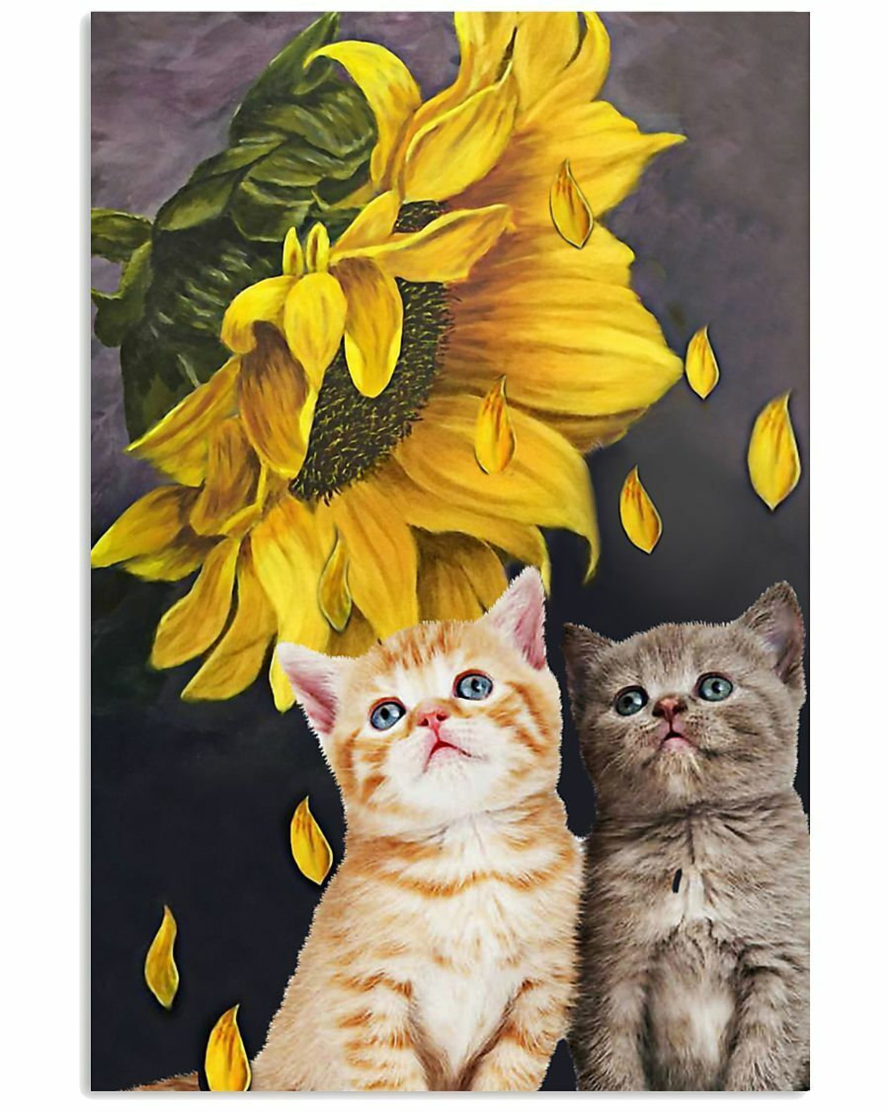 Vintage Style Aluminum Sign Sunflower And Cats