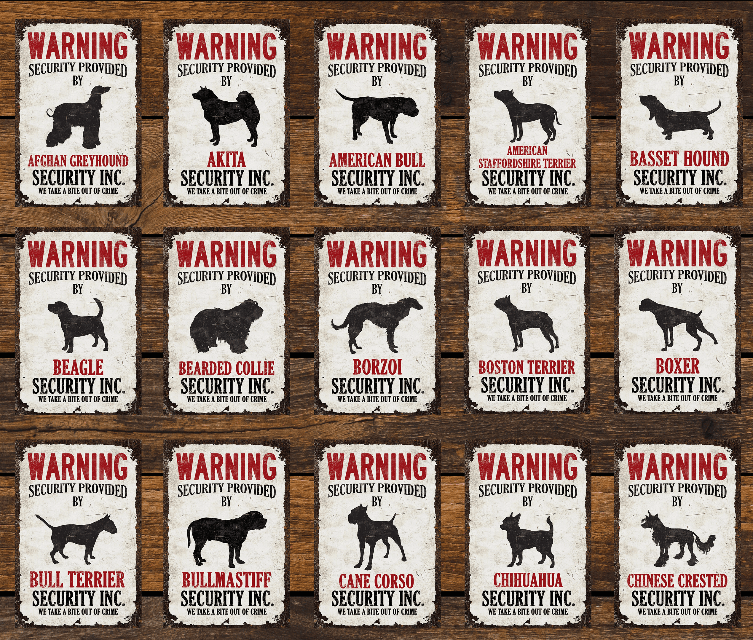 Beware of Security Dog Your Breed Funny Metal Sign