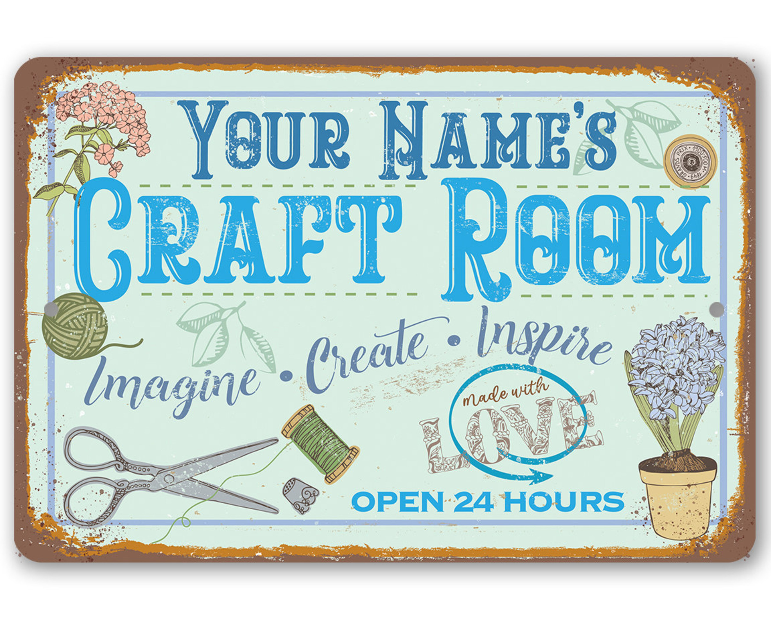 Personalized Metal Sign Craft Room Tin  or  Use Indoor Outdoor Great Gift & Decor