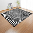 3D Black White Psychedelic Spiral Pattern Printed Area Rug Floor Mat
