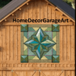 Barn Quilt Sign Eight Point Quilt Pattern 3 Earth Tone Colors Powder Coated Metal  Amish country home decor wall art