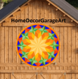 Barn Quilt Sunburst Pattern Round Metal Hex Sign 5 Sizes amish dutch country home decor garage art