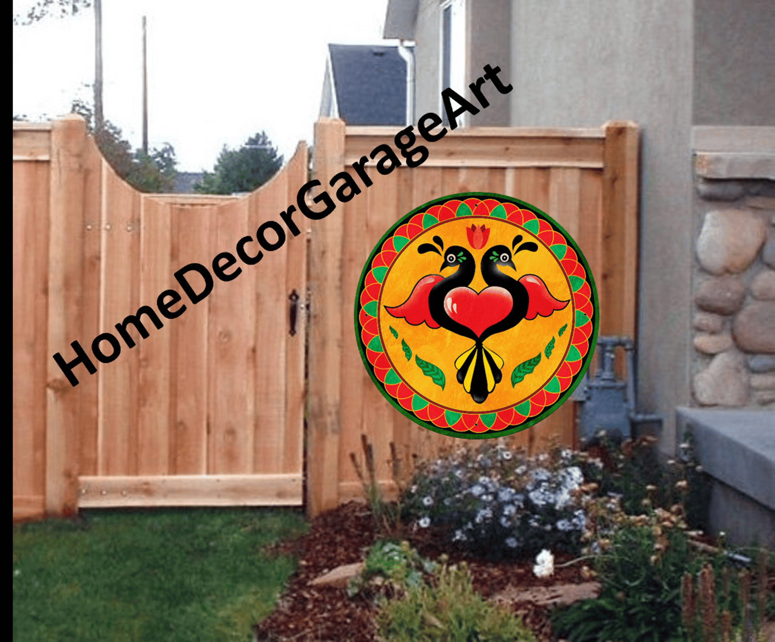 Pennsylvania Dutch Birds Heart Hex Round Barn Sign Metal UV Protection 6 Sizes country home decor garage art