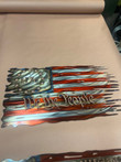 American 1776 Metal Flag Retro Style, US Tarreted Flag, Gift For Father's Day