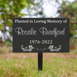 Personalized Planted In Loving Memory Of Garden Stake - Custom Metal Sign Memorial Tree Plaque With Stake