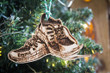 Personalised Running Shoes Christmas Ornament Running Fan Fitness Marathon Custom Bauble Engraved Rustic Wooden Personalised Tree Decoration