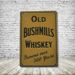 Bushmills Irish Whiskey Vintage Antique Style Collectible Tin Sign Metal Wall Decor Garage Man Cave Game Room Bar