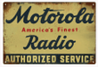 Motorola Radio Metal Sign -  Vintage Style Retro Country Advertising Art Wall Decor