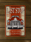 Last Stop Hot Rod Repair Vintage Antique Collectible Tin Sign Metal Wall Decor Garage Man Cave Game Room Bar