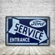 Ford Service Entrance Vintage Style Antique Collectible Tin Sign Metal Wall Decor Garage Man Cave Game Room Bar