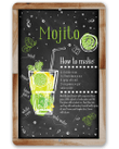 Mojito Bar Recipe Aluminum Tin Awesome Metal Poster