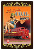 Prr Pennsylvania Hot As Coal Railroad Pinup Girl Sign Aged Style Aluminum Metal Sign Vintage Style Retro Garage
