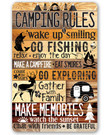 Tin Camping Rules Durable Metal Sign Use Indoor Outdoor Funny Trailer Or Rv Decor