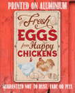 Tin Fresh Eggs From Happy Chickens Metal Sign Use Indoor Outdoor Funny Chicken Farm Decor
