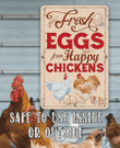 Tin Fresh Eggs From Happy Chickens Metal Sign Use Indoor Outdoor Funny Chicken Farm Decor