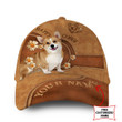 Personalized Custom Name Corgi Dog Leather Hat Classic Cap