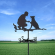 Dog Weathervane, Metal Silhouette Wind Direction Indicator Wind Vanes Outdoors Decorations Garden for Roof Yard Building