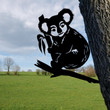 Funny Koala Metal Tree Stake, Animals Garden Art Laser Cut Metal Signs 12x12IN