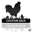 (up To 4 Chicks) Rooster And Chicks Custom Name Metal Sign Farmhouse Decor Afculture Metal Wall Art, Metal Laser Cut Metal Signs  14x14IN