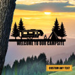 Customized Recreational Vehicle Camping Tree Stake, Garden Metal Art Laser Cut Metal Signs 12x12IN