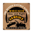 Busted Knuckle Garage Wrecker Service Metal Sign Powder Coated Vintage Style Retro Garage Art Wall Decor