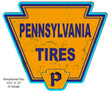 Pennsylvania Tires Laser Cut Out Sign Aged Style - Steel Metal Vintage Style Retro Garage Art