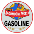 Around The World Gasoline Aged Or New Style Steel Metal Sign Vintage Style Retro Garage Art