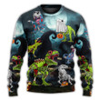 Halloween Zombie Saurus Scary - Sweater - Ugly Sweater - Ugly Christmas Sweater - Funny Xmas Sweaters