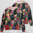 Black Cat Love Flowers Colorful - Sweater - Ugly Christmas Sweaters - Ugly Christmas Sweater - Funny Xmas Sweaters