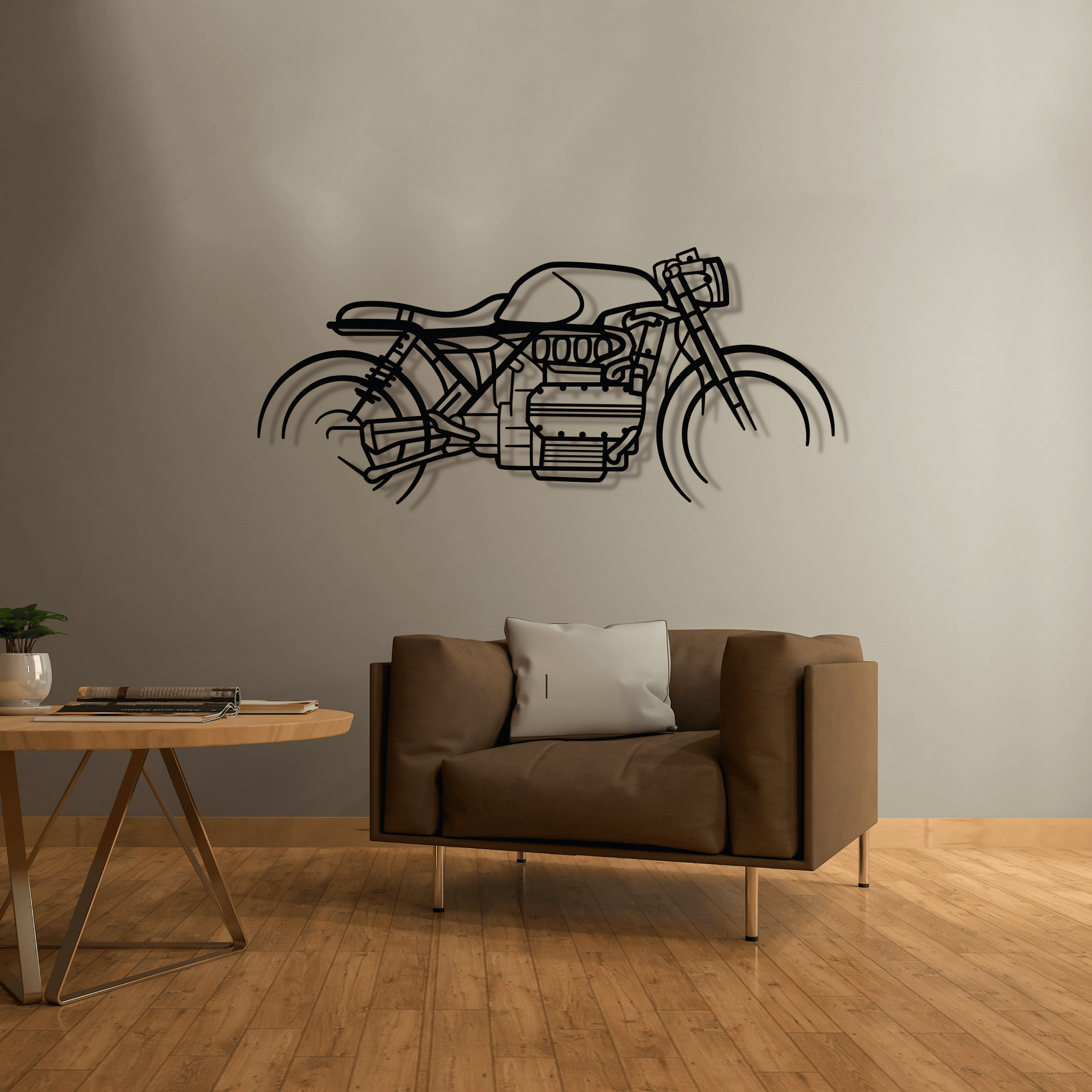 K1100 Cafe Racer Metal Silhouette Wall Art Active, Custom Metal Sport Car Silhouette Wall Art - Garage Wall Decor Gift For Him