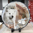Personalized Samoyed Memorial Stone, Jesus and Dog Safe in His Arm, Pet Memorial Gift for Lost of Dog, Sympathy Gift