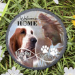 Personalized Basset Hound Memorial Stone, Jesus and Dog Safe in His Arm, Pet Memorial Gift for Lost of Dog