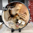 Personalized Akita Inu Memorial Stone, Dog with Jesus Hug in Hand, Pet Memorial Gift for Home or Garden, Lost of Dog Gift
