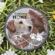 Personalized Yellow Labrador Retriever Memorial Stone, Jesus and Dog Safe in His Arm, Dog Memorial Gift for Home or Garden