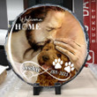 Personalized Goldendoodle Memorial Stone, Dog with Jesus Hug in Hand, Pet Memorial Gift for Lost of Dog, Dog Sympathy Gift