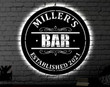 Personalized Bar LED Metal Art Sign, Light up Bar Metal Sign, Multi Colors Custom Bar Sign, Metal Bar Wall Art, LED Wall Art Gift    Without LED 12 inches