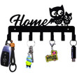 7 Hooks Black Metal Key Holder Hooks Owl Wall Hanger Decorations
