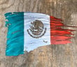 Tattered Mexican Flag Cut Metal Sign Home Decor Wall Art