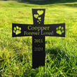 Personalized Pet Memorial Cross Steel Grave Marker with Paw Prints Custom Pet Loss Gift