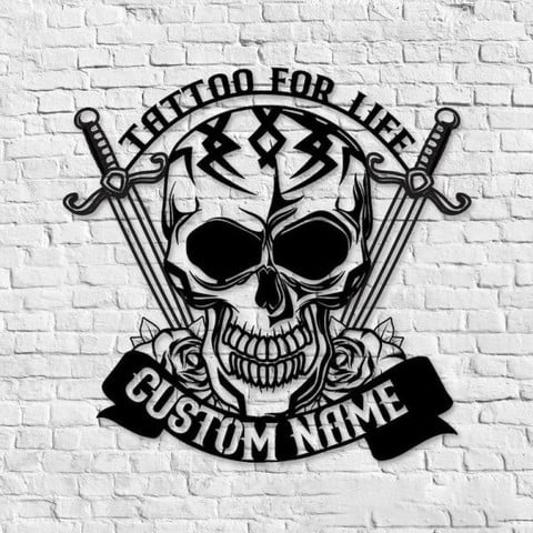 Tattoo For Life Skull Tattoo Studio Business Custom Metal Signs, Gifts -  Toptrendygear