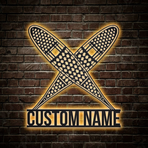 Personalized Snow Shoes Trekking Metal Sign with LED | without LED Lights , Custom Snow Shoes Trekking Metal Sign, Sport Gifts , Snow Shoes Trekking Sign