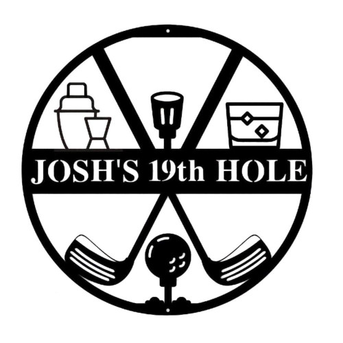 19th Hole Golf Monogram Laser Cut Metal Signs