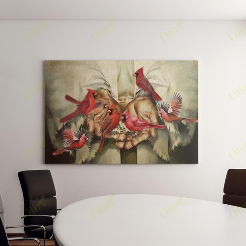 Cardinal In Gods Hands Easter And Wall Decor Visual Art Poster Canvas Art, Toptrendygear Framed Matte Canvas Prints
