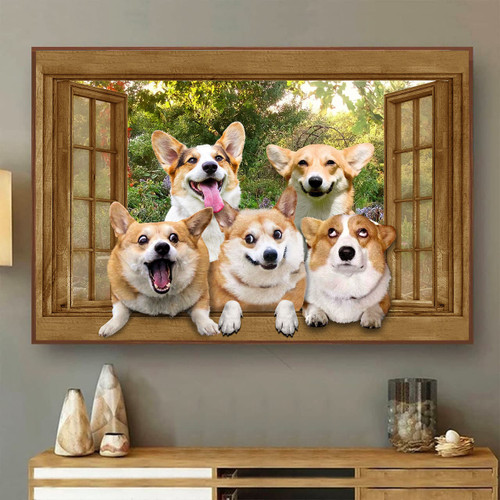 Funny Corgi 3D painting decor dogs lover LD0569 LAD Poster Canvas Art, Toptrendygear Framed Matte Canvas Prints
