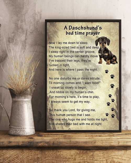 Dachshund s painting prints Dachshunds bed time prayer dogs lover HA0159 PTD Poster Canvas Art, Toptrendygear Framed Matte Canvas Prints