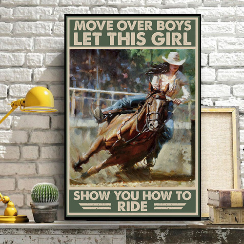 Horse racing 3D s painting prints girl horse riding LD0571 LAD Poster Canvas Art, Toptrendygear Framed Matte Canvas Prints